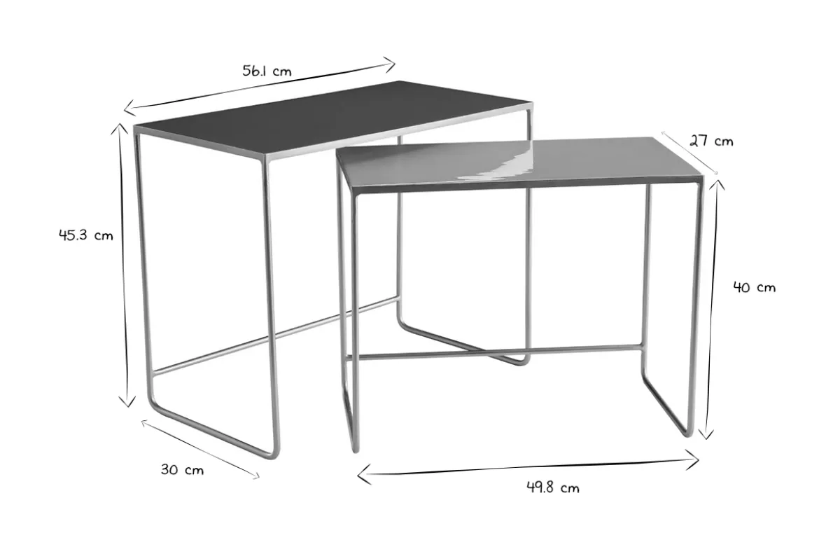 Tables basses gigognes rectangulaires design terracotta, rose et métal doré (lot de 2) WESS