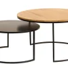 Tables basses gigognes rondes bois manguier massif et métal noir (lot de 2) TAHL