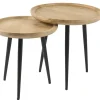 Tables basses gigognes rondes bois manguier massif et métal noir (lot de 2) PYTA