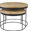 Tables basses gigognes rondes bois manguier massif et métal noir (lot de 2) LEDGE