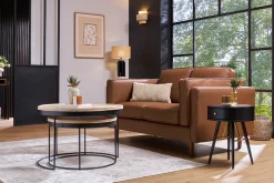 Tables basses gigognes rondes bois manguier massif et métal noir (lot de 2) LEDGE