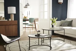 Tables basses gigognes rondes design verre trempé et métal noir TAHL (lot de 2)