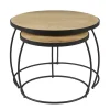 Tables basses gigognes rondes bois manguier massif (lot de 2) BARREL