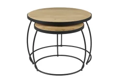 Tables basses gigognes rondes bois manguier massif (lot de 2) BARREL