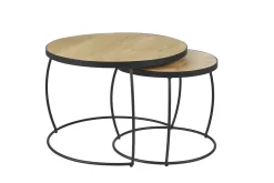 Tables basses gigognes rondes bois manguier massif (lot de 2) BARREL