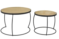 Tables basses gigognes rondes bois manguier massif (lot de 2) BARREL