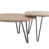 Tables basses gigognes rondes bois manguier massif et métal noir (lot de 2) VIBES