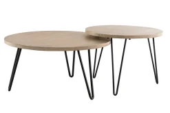 Tables basses gigognes rondes bois manguier massif et métal noir (lot de 2) VIBES