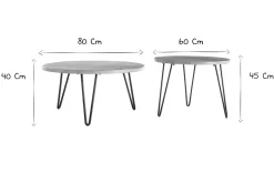 Tables basses gigognes rondes bois manguier massif et métal noir (lot de 2) VIBES