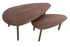 Tables basses gigognes scandinaves bois foncé noyer (lot de 2) ARTIK