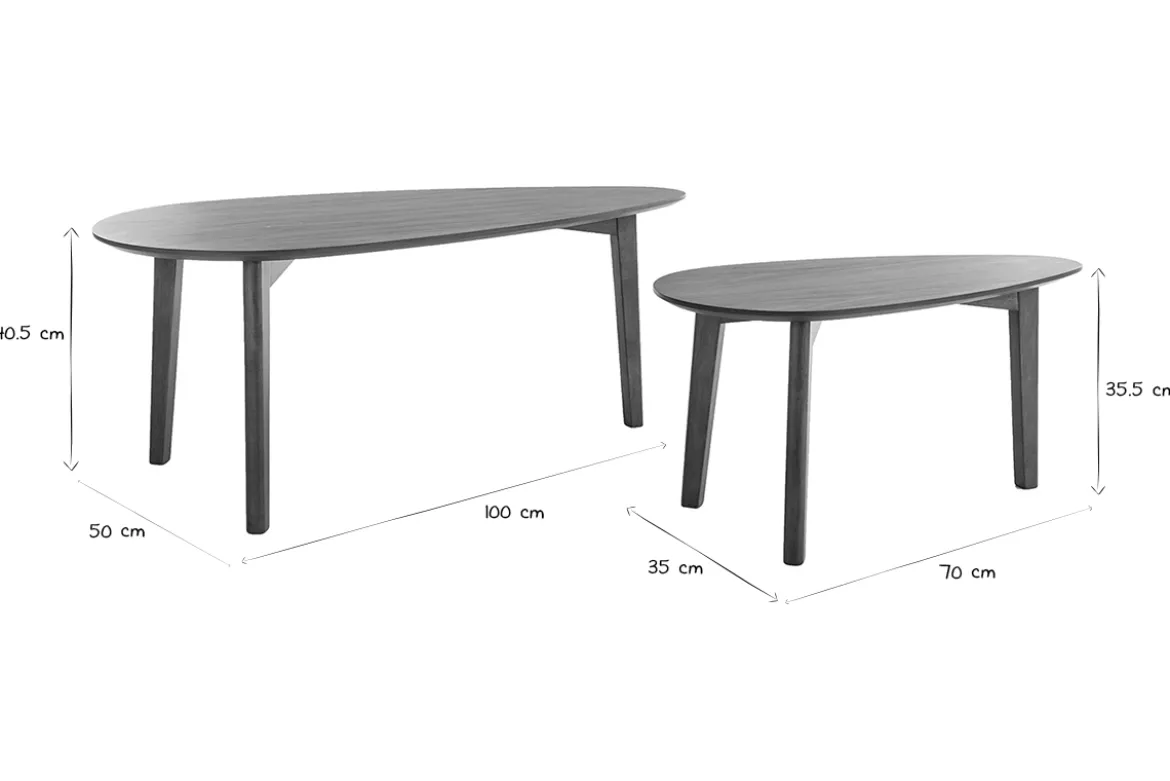Tables basses gigognes scandinaves bois foncé noyer (lot de 2) ARTIK