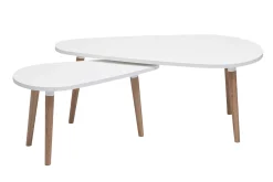 Tables basses gigognes scandinaves blanc et bois clair chêne massif (lot de 2) ARTIK