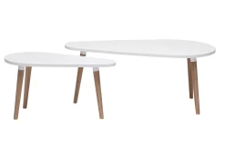 Tables basses gigognes scandinaves blanc et bois clair chêne massif (lot de 2) ARTIK