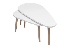 Tables basses gigognes scandinaves blanc et bois clair chêne massif (lot de 2) ARTIK