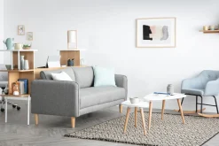 Tables basses gigognes scandinaves blanc et bois clair chêne massif (lot de 2) ARTIK