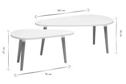 Tables basses gigognes scandinaves blanc et bois clair chêne massif (lot de 2) ARTIK