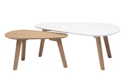 Tables basses gigognes scandinaves bois clair chêne et blanc (lot de 2) ARTIK