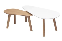 Tables basses gigognes scandinaves bois clair chêne et blanc (lot de 2) ARTIK