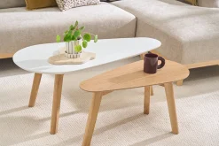 Tables basses gigognes scandinaves bois clair chêne et blanc (lot de 2) ARTIK
