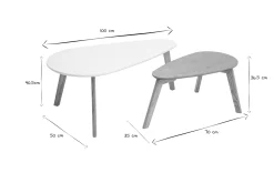 Tables basses gigognes scandinaves bois clair chêne et blanc (lot de 2) ARTIK