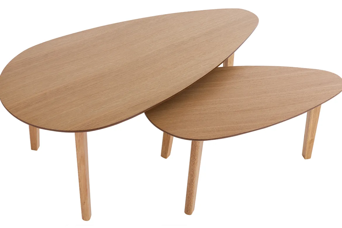 Tables basses gigognes scandinaves bois clair chêne (lot de 2) ARTIK