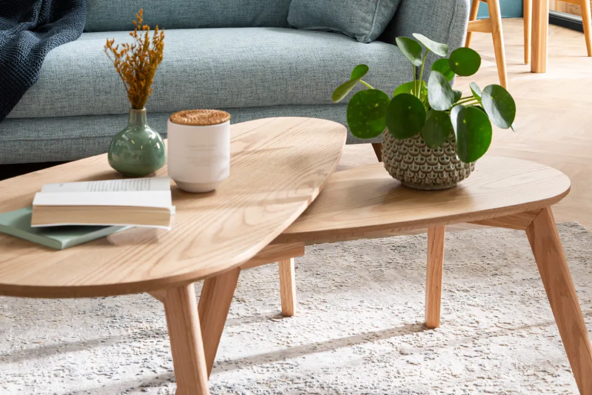 Tables basses gigognes scandinaves bois clair chêne (lot de 2) ARTIK