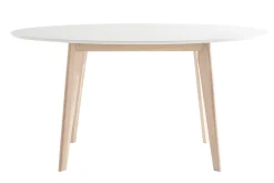 Table scandinave ovale blanche et bois clair L150 cm LEENA