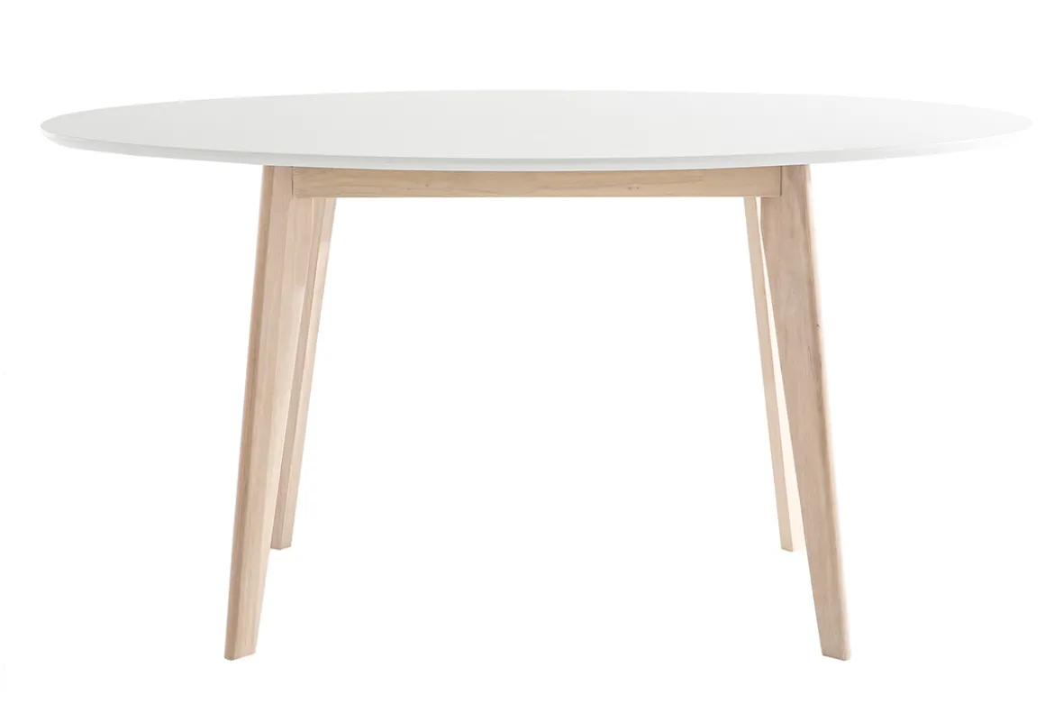 Table scandinave ovale blanche et bois clair L150 cm LEENA
