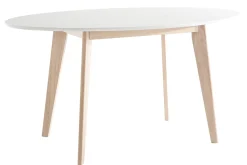 Table scandinave ovale blanche et bois clair L150 cm LEENA