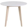 Table scandinave ronde blanc et bois D100 cm LEENA