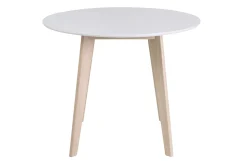 Table scandinave ronde blanc et bois D100 cm LEENA