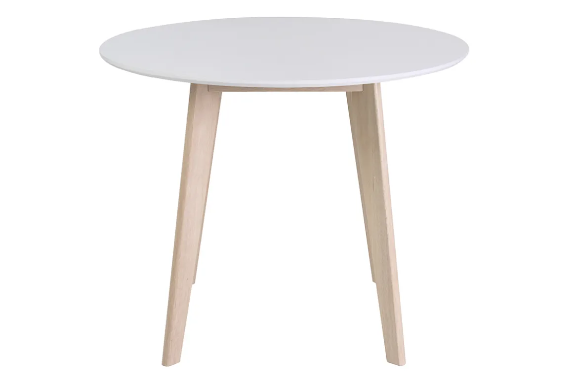Table scandinave ronde blanc et bois D100 cm LEENA