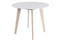 Table scandinave ronde blanc et bois D100 cm LEENA