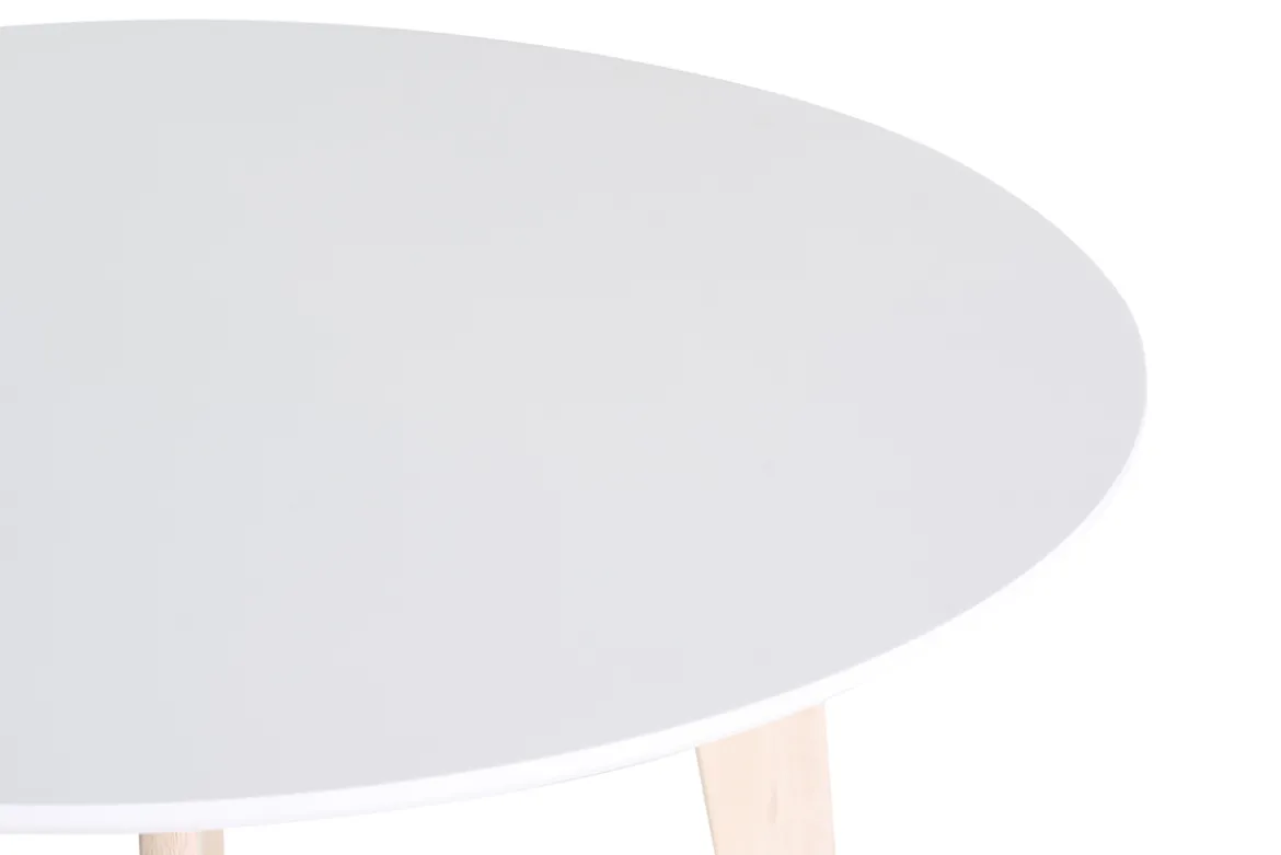 Table scandinave ronde blanc et bois D100 cm LEENA