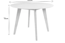 Table scandinave ronde blanc et bois D100 cm LEENA