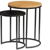 Tables d'appoint gigognes en bois manguier massif et métal noir TAHL