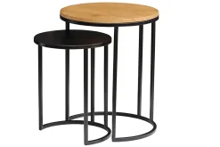 Tables d'appoint gigognes en bois manguier massif et métal noir TAHL