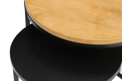 Tables d'appoint gigognes en bois manguier massif et métal noir TAHL