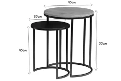 Tables d'appoint gigognes en bois manguier massif et métal noir TAHL