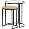 Tables d'appoint gigognes en verre trempé et bois manguier massif TAHL