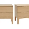 Tables de chevet avec rangements 2 tiroirs scandinave bois clair chêne (lot de 2) FREDDY