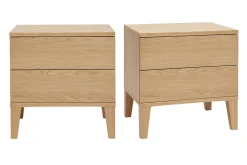 Tables de chevet avec rangements 2 tiroirs scandinave bois clair chêne (lot de 2) FREDDY
