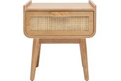 Tables de chevet avec tiroir en bois clair frêne et cannage rotin (lot de 2) ATHÈNE