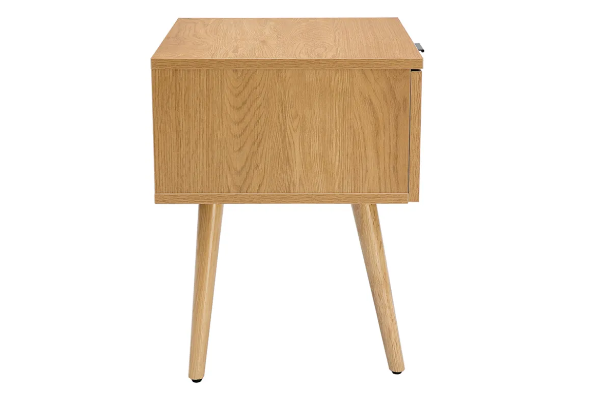 Tables de chevet finition bois clair, cannage rotin et métal noir (lot de 2) MANILLE