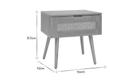 Tables de chevet finition bois clair, cannage rotin et métal noir (lot de 2) MANILLE