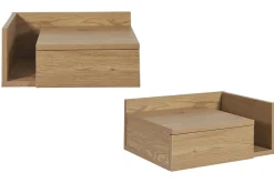 Tables de chevet murales finition bois clair chêne avec tiroir (lot de 2) NASTY