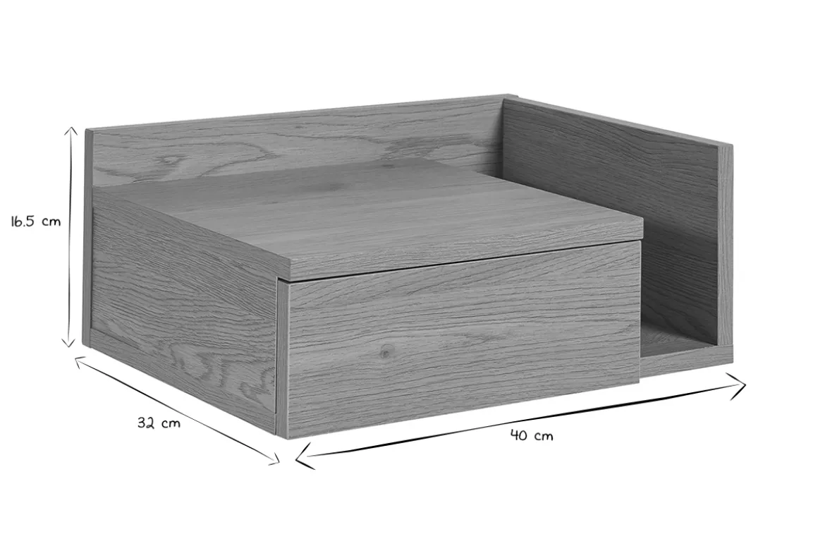 Tables de chevet murales finition bois clair chêne avec tiroir (lot de 2) NASTY