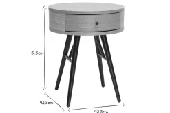 Tables de chevet rondes avec tiroir bois clair et métal noir (lot de 2) KORAL