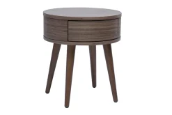 Tables de chevet rondes en bois foncé avec tiroir (lot de 2) JUDITH
