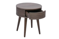 Tables de chevet rondes en bois foncé avec tiroir (lot de 2) JUDITH